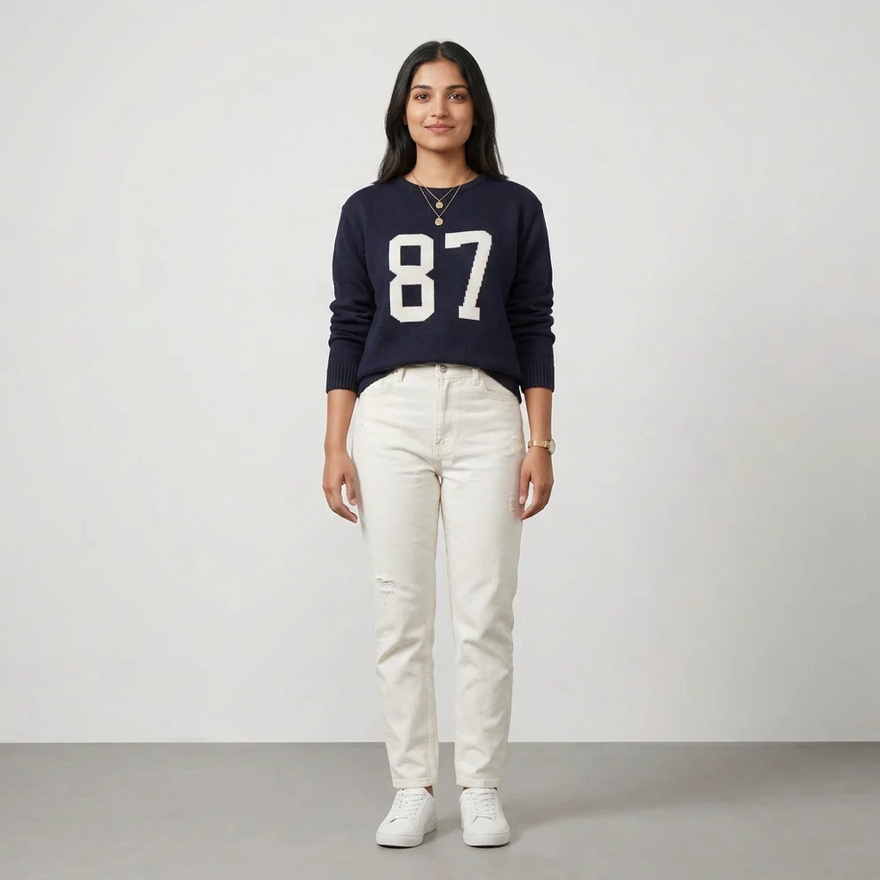 Navy Number 87 Knit Sweater