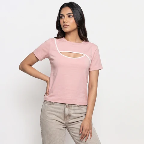 Light Pink Cutout T-Shirt