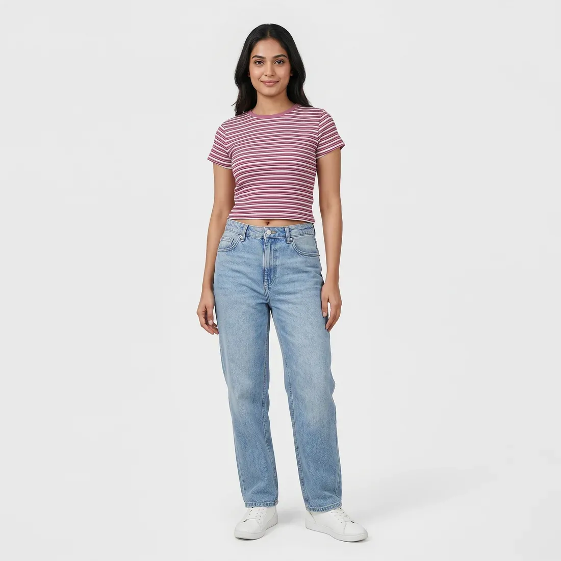 Berry Striped Crop T-Shirt