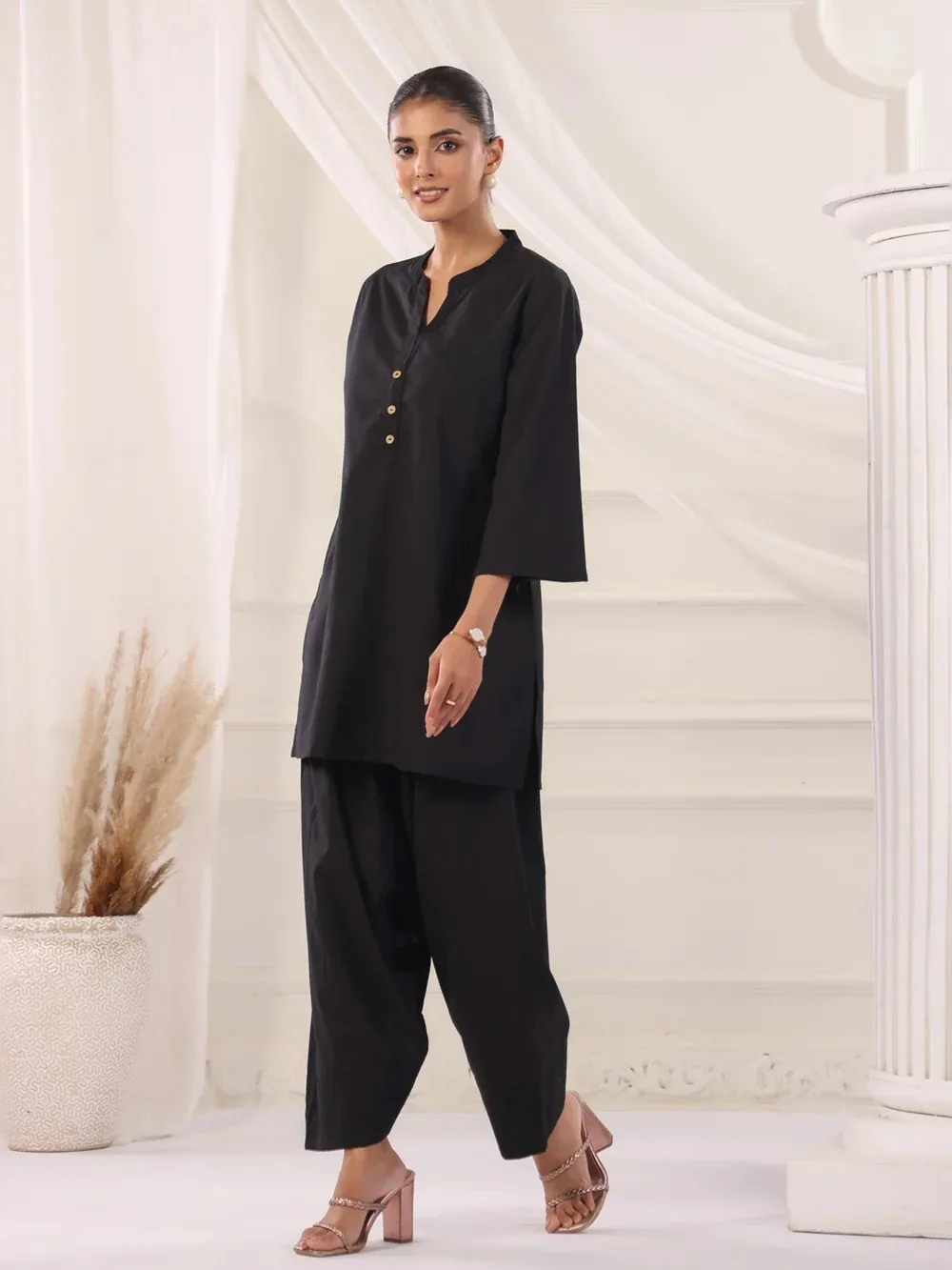 Navy Blue Printed Kurta Set