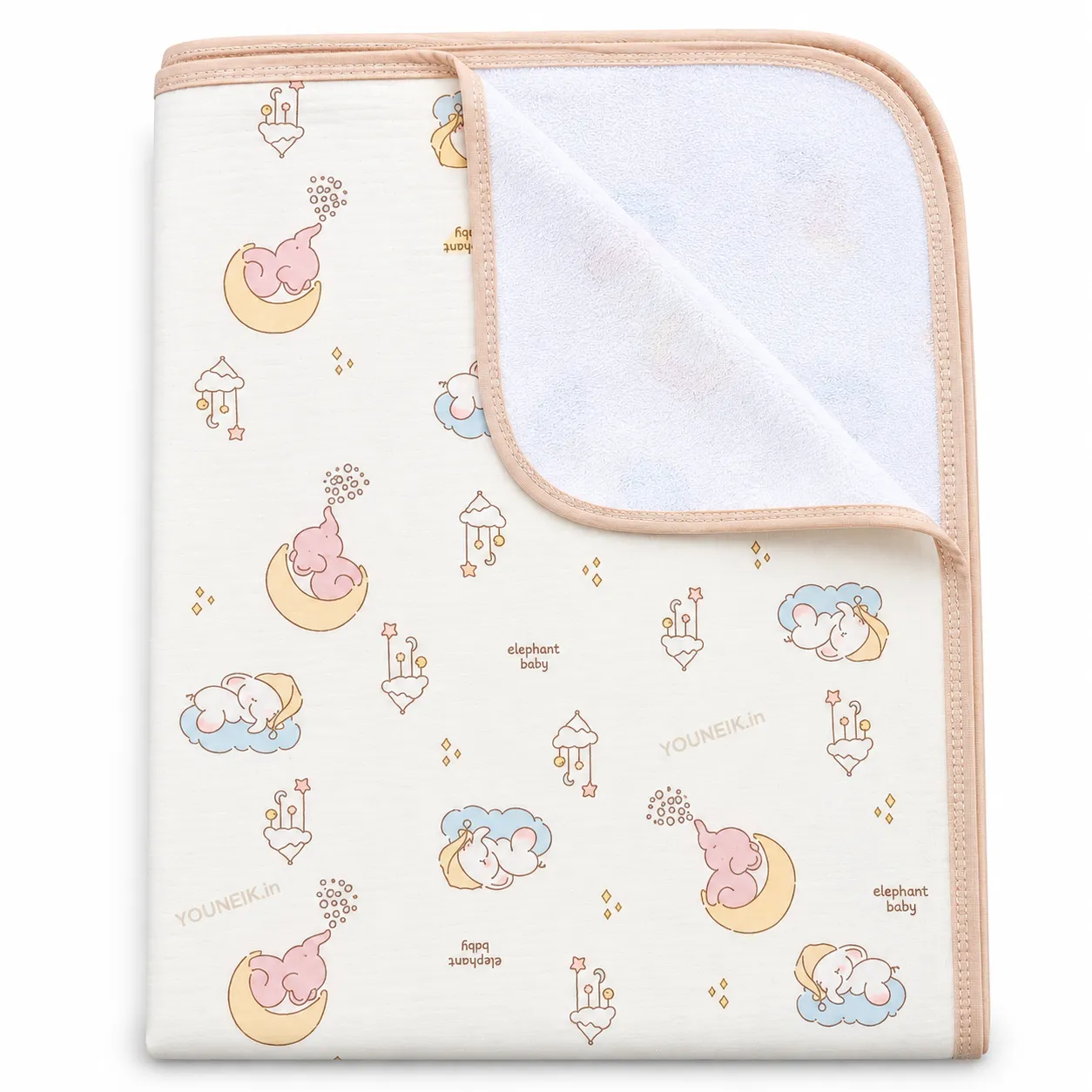 Muslin Cotton Dry Sheet Waterproof Baby Bed Protector | 70×90 cm | Elephant