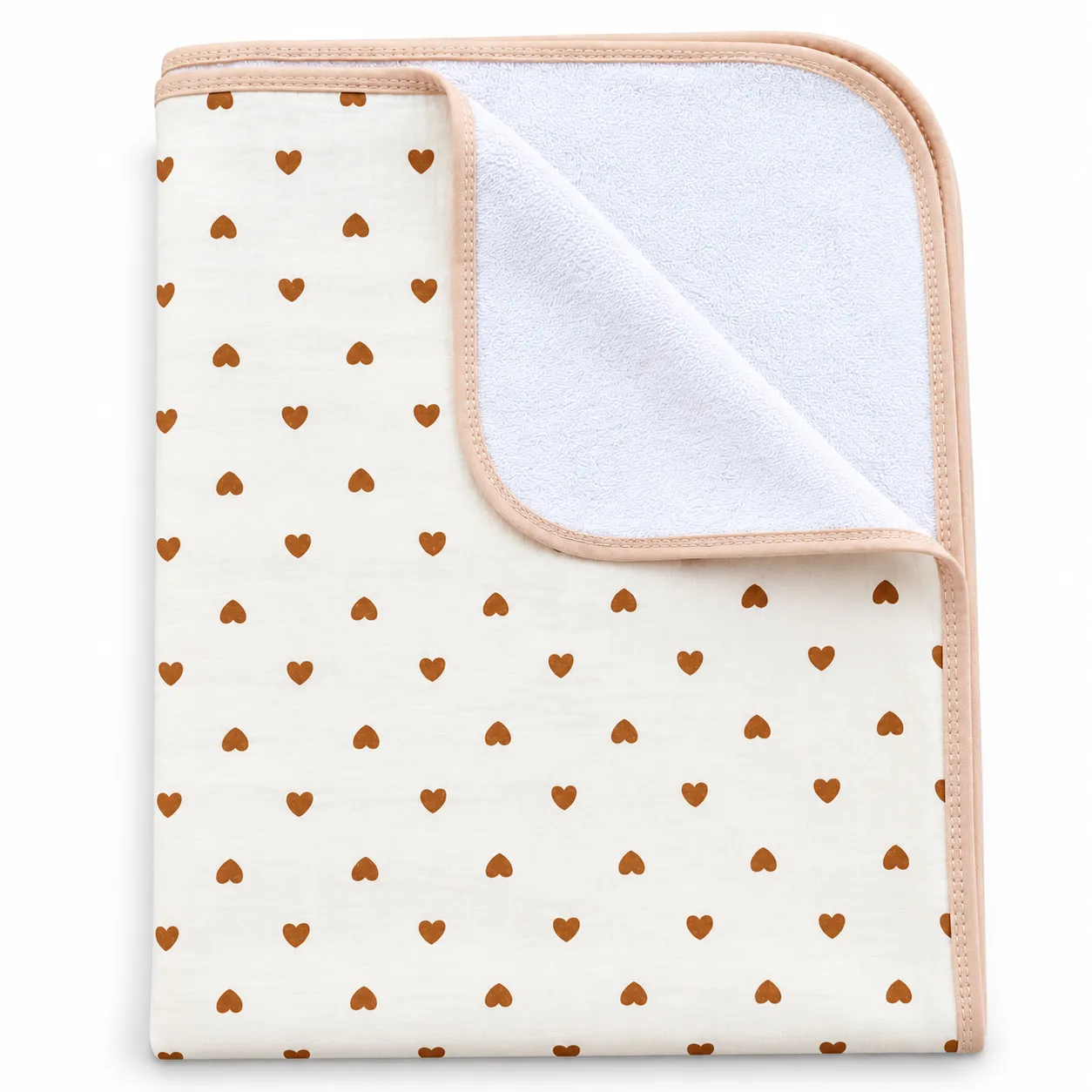 Muslin Cotton Dry Sheet Waterproof Baby Bed Protector | 70×90 cm | Heart 